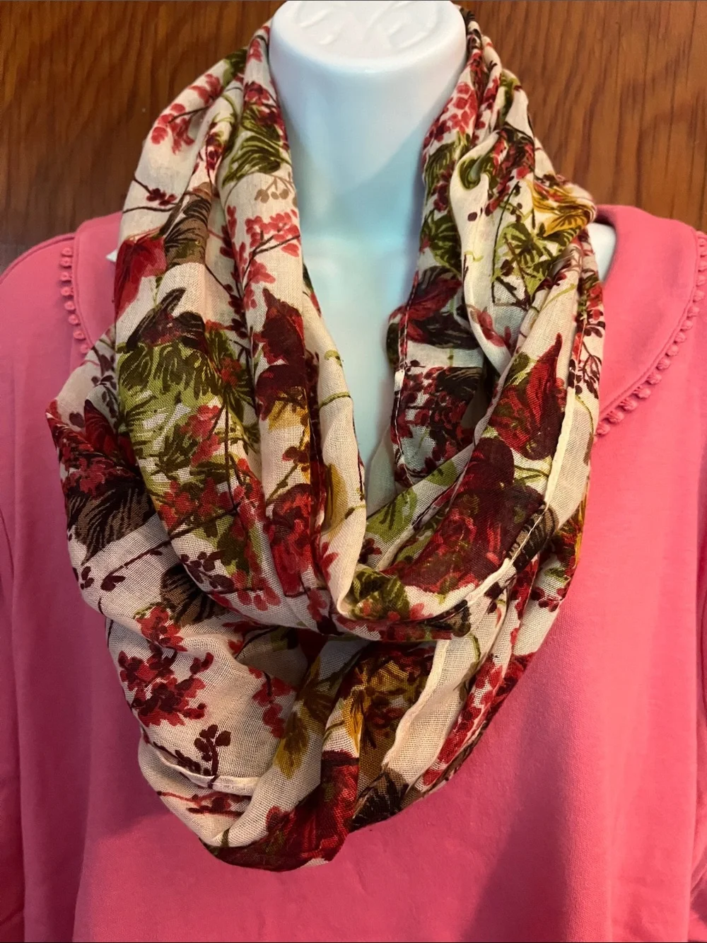 J.Jill Floral Infinity Scarf - Pink & Cream